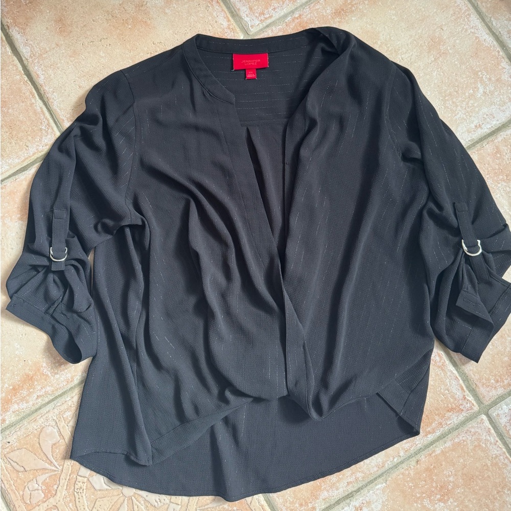 Jennifer Lopez XXL black with sparkly stripes blouse